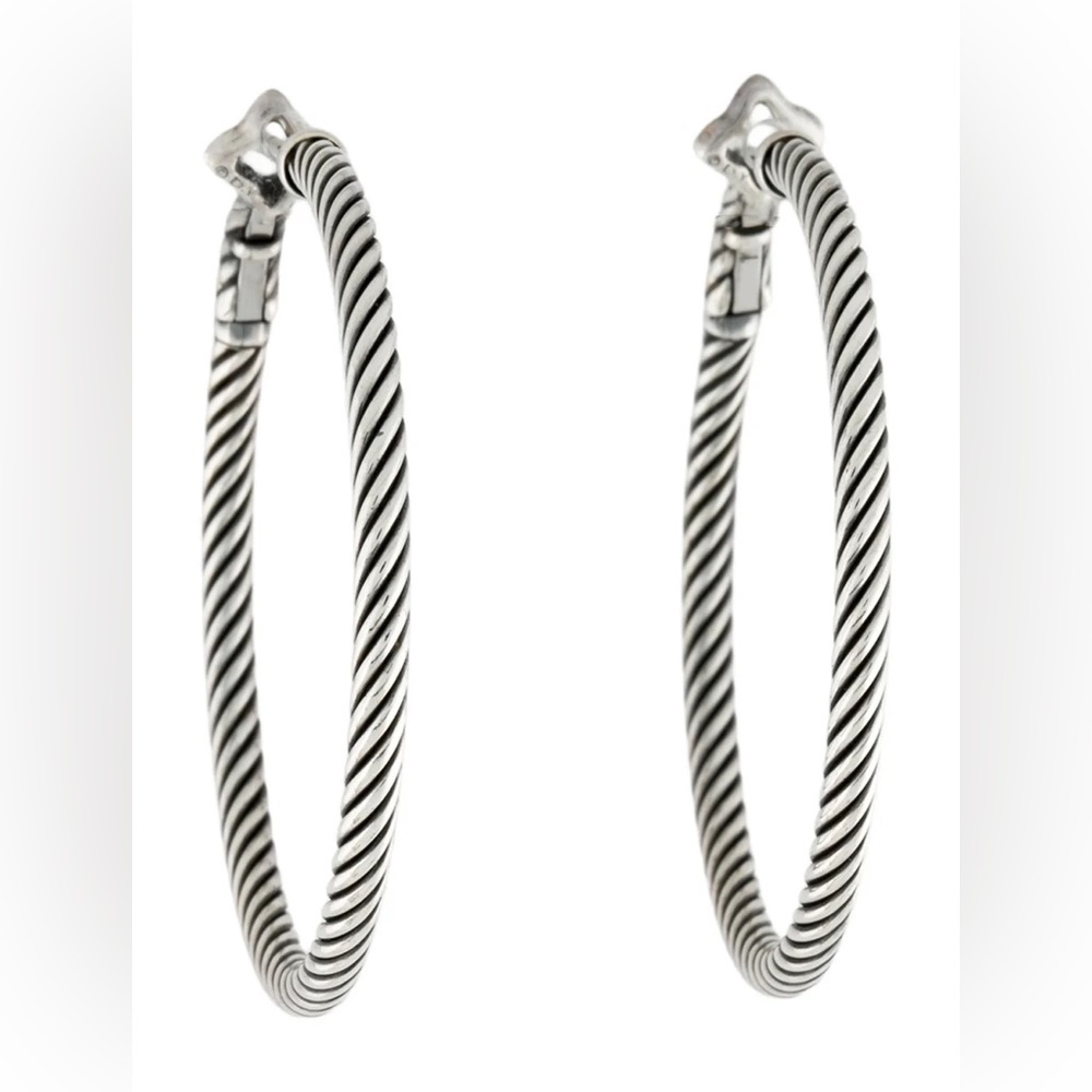 David Yurman Silver Cable Hoop Earrings